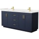 A thumbnail of the Wyndham Collection WCF292972D-QTZ-UNSMXX Dark Blue / White Quartz Top / Brushed Gold Hardware