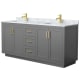 A thumbnail of the Wyndham Collection WCF2929-72D-NAT-MXX Dark Gray / White Carrara Marble Top / Brushed Gold Hardware