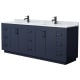 A thumbnail of the Wyndham Collection WCF2929-84D-NAT-MXX Dark Blue / White Carrara Marble Top / Matte Black Hardware