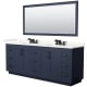 A thumbnail of the Wyndham Collection WCF292984D-QTZ-US3M70 Dark Blue / Giotto Quartz Top / Matte Black Hardware