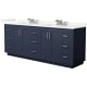 A thumbnail of the Wyndham Collection WCF292984D-QTZ-US3MXX Dark Blue / Giotto Quartz Top / Brushed Nickel Hardware