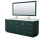A thumbnail of the Wyndham Collection WCF2929-84D-NAT-M70 Green / White Carrara Marble Top / Brushed Gold Hardware