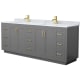 A thumbnail of the Wyndham Collection WCF2929-84D-NAT-MXX Dark Gray / White Carrara Marble Top / Brushed Gold Hardware