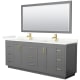 A thumbnail of the Wyndham Collection WCF292984D-QTZ-UNSM70 Dark Gray / Giotto Quartz Top / Brushed Gold Hardware