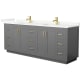 A thumbnail of the Wyndham Collection WCF292984D-QTZ-UNSMXX Dark Gray / Giotto Quartz Top / Brushed Gold Hardware