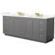 A thumbnail of the Wyndham Collection WCF292984D-QTZ-US3MXX Dark Gray / Giotto Quartz Top / Brushed Gold Hardware