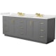 A thumbnail of the Wyndham Collection WCF292984D-QTZ-US3MXX Dark Gray / White Quartz Top / Brushed Gold Hardware