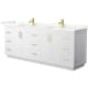 A thumbnail of the Wyndham Collection WCF292984D-QTZ-UNSMXX White / Giotto Quartz Top / Brushed Gold Hardware