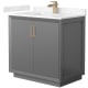 A thumbnail of the Wyndham Collection WCF414136S-VCA-UNSMXX Dark Gray / Carrara Cultured Marble Top / Satin Bronze Hardware