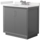 A thumbnail of the Wyndham Collection WCF414136S-QTZ-US3MXX Dark Gray / White Quartz Top / Brushed Nickel Hardware