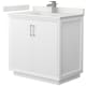 A thumbnail of the Wyndham Collection WCF414136S-QTZ-UNSMXX White / White Quartz Top / Brushed Nickel Hardware