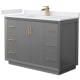 A thumbnail of the Wyndham Collection WCF414148S-VCA-UNSMXX Dark Gray / White Cultured Marble Top / Satin Bronze Hardware