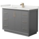 A thumbnail of the Wyndham Collection WCF414148S-QTZ-UNSMXX Dark Gray / White Quartz Top / Satin Bronze Hardware