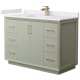 A thumbnail of the Wyndham Collection WCF414148S-VCA-UNSMXX Light Green / White Cultured Marble Top / Satin Bronze Hardware