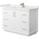 A thumbnail of the Wyndham Collection WCF414148S-VCA-UNSMXX White / White Cultured Marble Top / Satin Bronze Hardware