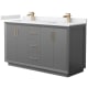 A thumbnail of the Wyndham Collection WCF414160D-VCA-UNSMXX Dark Gray / White Cultured Marble Top / Satin Bronze Hardware