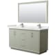 A thumbnail of the Wyndham Collection WCF414160D-QTZ-UNSM58 Light Green / White Quartz Top / Brushed Nickel Hardware