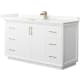 A thumbnail of the Wyndham Collection WCF414160S-QTZ-UNSMXX White / Giotto Quartz Top / Satin Bronze Hardware