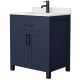 A thumbnail of the Wyndham Collection WCG242430S-UNSMXX Dark Blue / White Cultured Marble Top / Matte Black Hardware