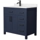 A thumbnail of the Wyndham Collection WCG242436S-UNSMXX Dark Blue / Carrara Cultured Marble Top / Matte Black Hardware