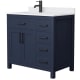 A thumbnail of the Wyndham Collection WCG242436S-UNSMXX Dark Blue / White Cultured Marble Top / Matte Black Hardware