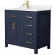 A thumbnail of the Wyndham Collection WCG242436S-UNSMXX Dark Blue / Carrara Cultured Marble Top / Brushed Gold Hardware