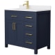 A thumbnail of the Wyndham Collection WCG242436S-UNSMXX Dark Blue / White Cultured Marble Top / Brushed Gold Hardware