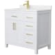 A thumbnail of the Wyndham Collection WCG242436S-UNSMXX White / Carrara Cultured Marble Top / Brushed Gold Hardware