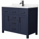 A thumbnail of the Wyndham Collection WCG242442S-UNSMXX Dark Blue / Carrara Cultured Marble Top / Matte Black Hardware