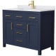 A thumbnail of the Wyndham Collection WCG242442S-UNSMXX Dark Blue / White Cultured Marble Top / Brushed Gold Hardware