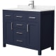 A thumbnail of the Wyndham Collection WCG242442S-UNSMXX Dark Blue / Carrara Cultured Marble Top / Brushed Nickel Hardware