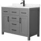 A thumbnail of the Wyndham Collection WCG242442S-UNSMXX Dark Gray / Carrara Cultured Marble Top / Matte Black Hardware