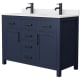 A thumbnail of the Wyndham Collection WCG242448D-UNSMXX Dark Blue / White Cultured Marble Top / Matte Black Hardware
