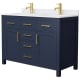 A thumbnail of the Wyndham Collection WCG242448D-UNSMXX Dark Blue / White Cultured Marble Top / Brushed Gold Hardware