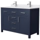 A thumbnail of the Wyndham Collection WCG242448D-UNSMXX Dark Blue / White Cultured Marble Top / Brushed Nickel Hardware
