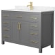 A thumbnail of the Wyndham Collection WCG242448S-UNSMXX Dark Gray / Carrara Cultured Marble Top / Brushed Gold Hardware