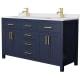 A thumbnail of the Wyndham Collection WCG242460D-UNSMXX Dark Blue / White Cultured Marble Top / Brushed Gold Hardware
