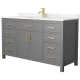 A thumbnail of the Wyndham Collection WCG242460S-UNSMXX Dark Gray / Carrara Cultured Marble Top / Brushed Gold Hardware