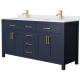 A thumbnail of the Wyndham Collection WCG242466D-UNSMXX Dark Blue / White Cultured Marble Top / Brushed Gold Hardware