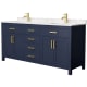A thumbnail of the Wyndham Collection WCG242472D-UNSMXX Dark Blue / Carrara Cultured Marble Top / Brushed Gold Hardware