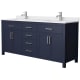 A thumbnail of the Wyndham Collection WCG242472D-UNSMXX Dark Blue / White Cultured Marble Top / Brushed Nickel Hardware