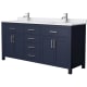 A thumbnail of the Wyndham Collection WCG242472D-UNSMXX Dark Blue / White Cultured Marble Top / Brushed Nickel Hardware