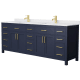 A thumbnail of the Wyndham Collection WCG242484D-UNSMXX Dark Blue / White Cultured Marble Top / Brushed Gold Hardware