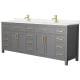 A thumbnail of the Wyndham Collection WCG242484D-UNSMXX Dark Gray / Carrara Cultured Marble Top / Brushed Gold Hardware