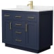 A thumbnail of the Wyndham Collection WCG262642S-VCA-UNSMXX Dark Blue / Carrara Cultured Marble Top / Brushed Gold Hardware