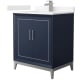A thumbnail of the Wyndham Collection WCH515130S-VCA-UNSMXX Dark Blue / Carrara Cultured Marble Top / Brushed Nickel Hardware