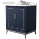 A thumbnail of the Wyndham Collection WCH515130S-QTZ-US3MXX Dark Blue / White Quartz Top / Brushed Nickel Hardware