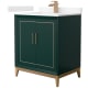A thumbnail of the Wyndham Collection WCH515130S-VCA-UNSMXX Green / Carrara Cultured Marble Top / Satin Bronze Hardware