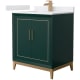 A thumbnail of the Wyndham Collection WCH515130S-VCA-UNSMXX Green / White Cultured Marble Top / Satin Bronze Hardware