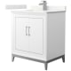 A thumbnail of the Wyndham Collection WCH515130S-QTZ-UNSMXX White / Giotto Quartz Top / Brushed Nickel Hardware